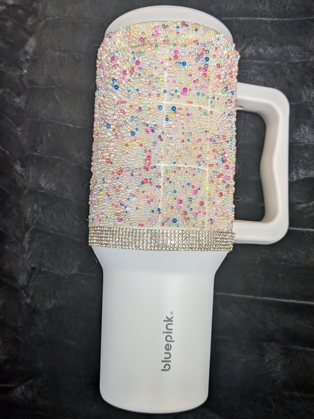 White Lint Brush with Beaded Multicolor Cover